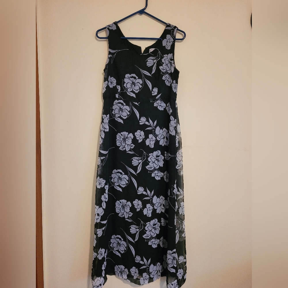Floral Black and White Dress